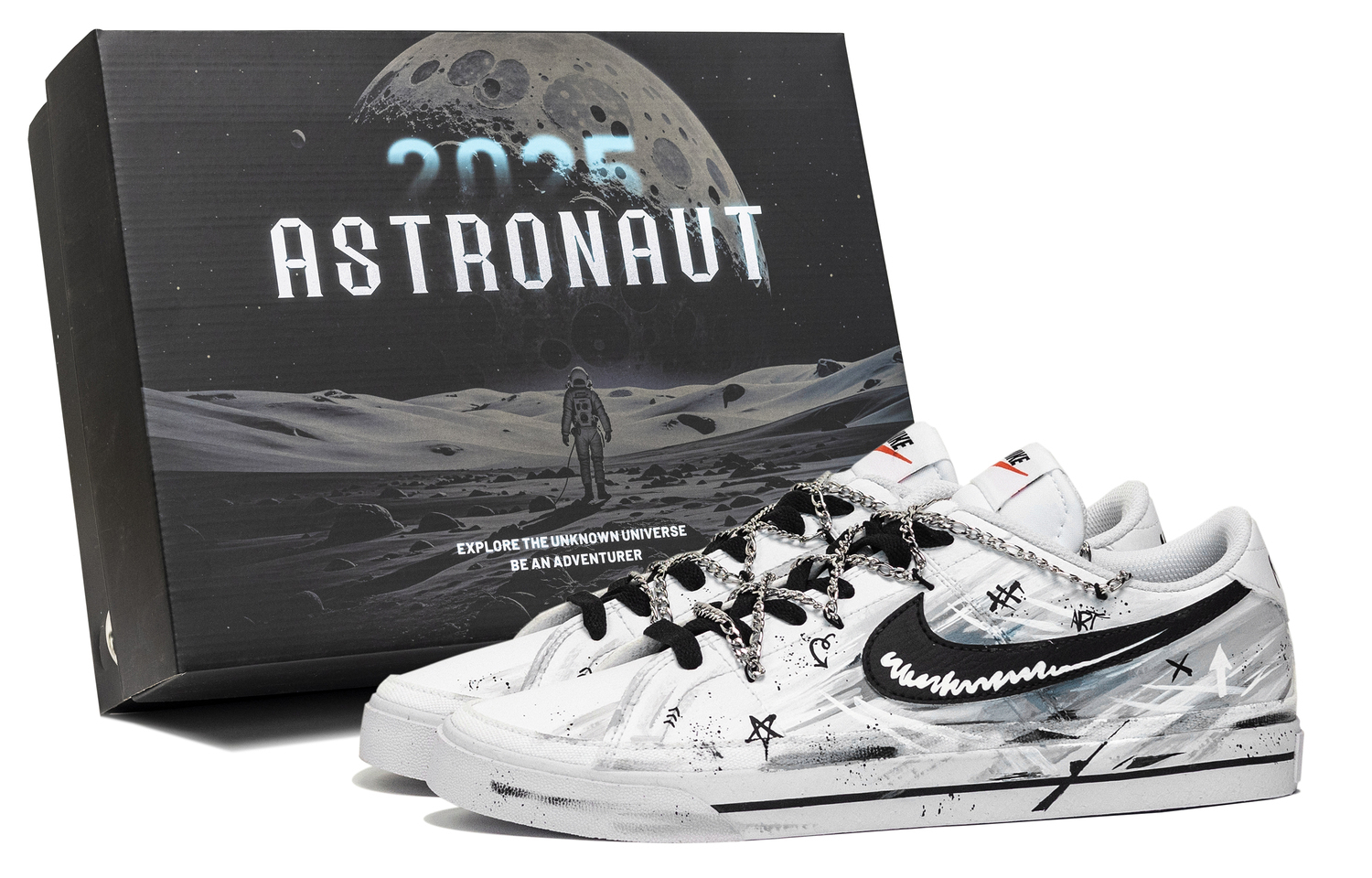 

Nike Мужские низкие скейтборд-кроссовки Court Legacy, белый/черный