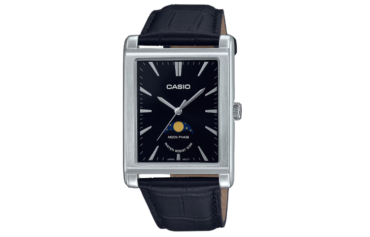 

CASIO Часы Quartz Movement Genuine Leather Strap Watch Men's Watch Black Dial, Black Dial