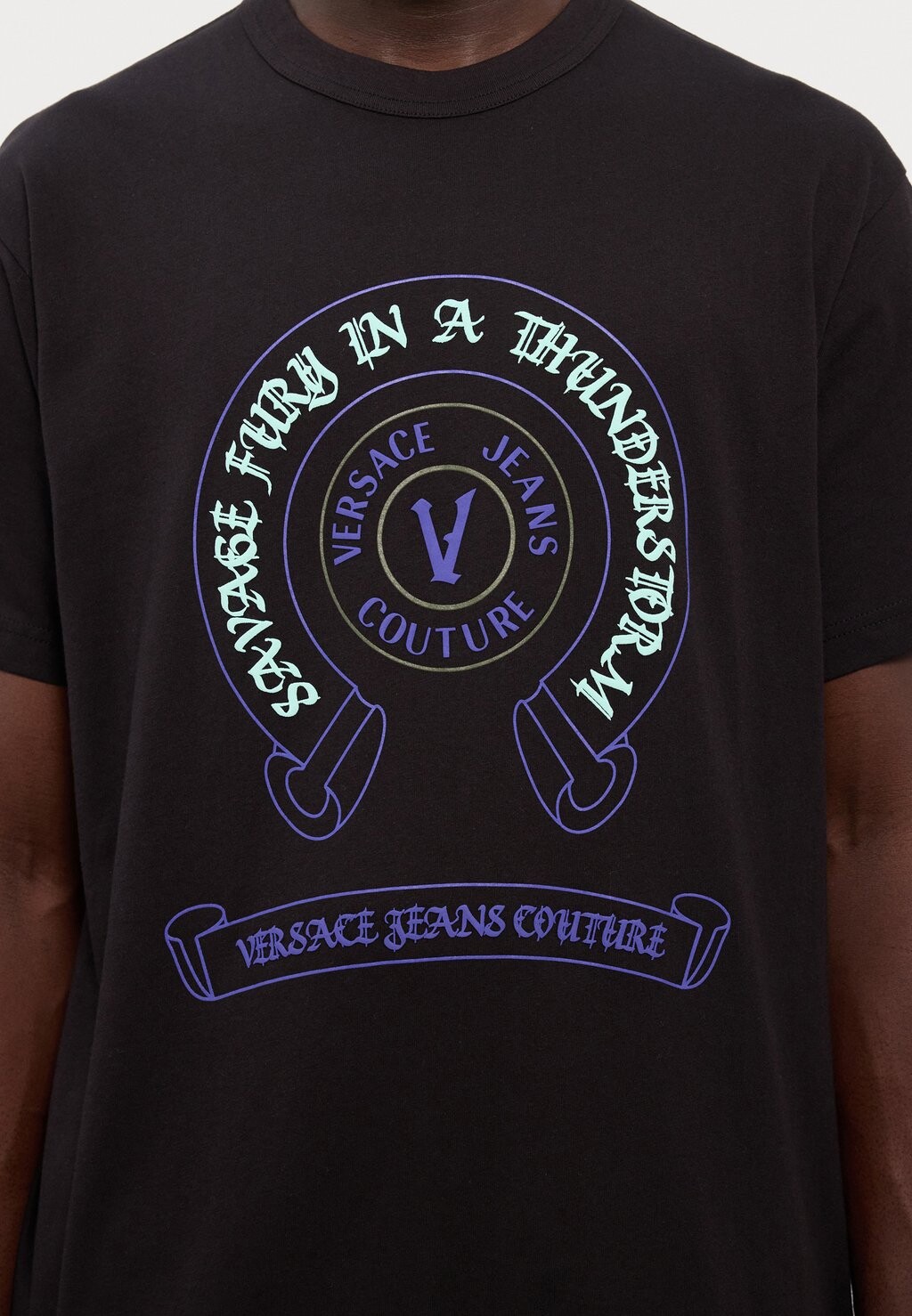 

Футболки с принтом SWAN CHAIN Versace, черный
