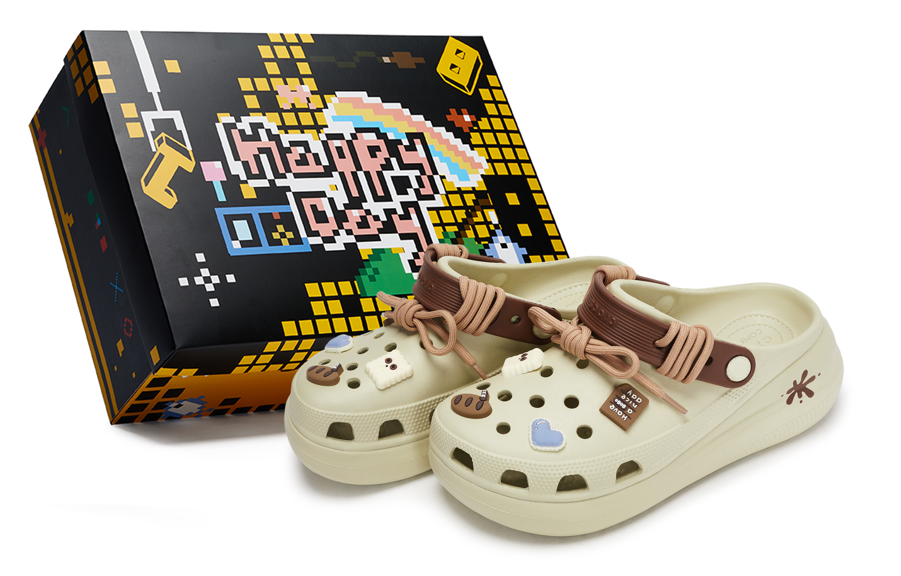 Crocs Crush Clog 811 Manufacturing, кулинарные сабо Caramel Dream, унисекс, кость, белая коробка