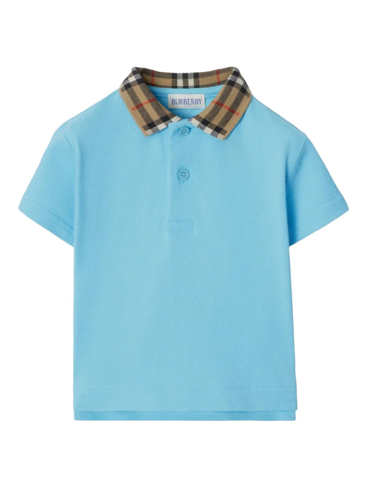 

Рубашка-поло Burberry Kids из хлопка с клетчатой отделкой, синий