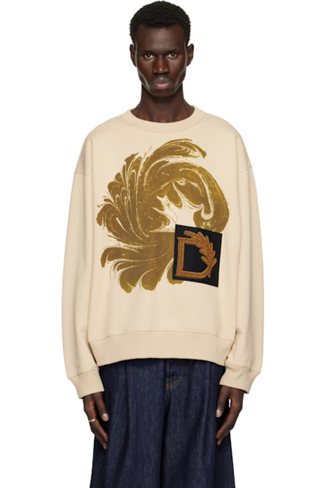 

Бежевый свитшот с аппликацией Dries Van Noten