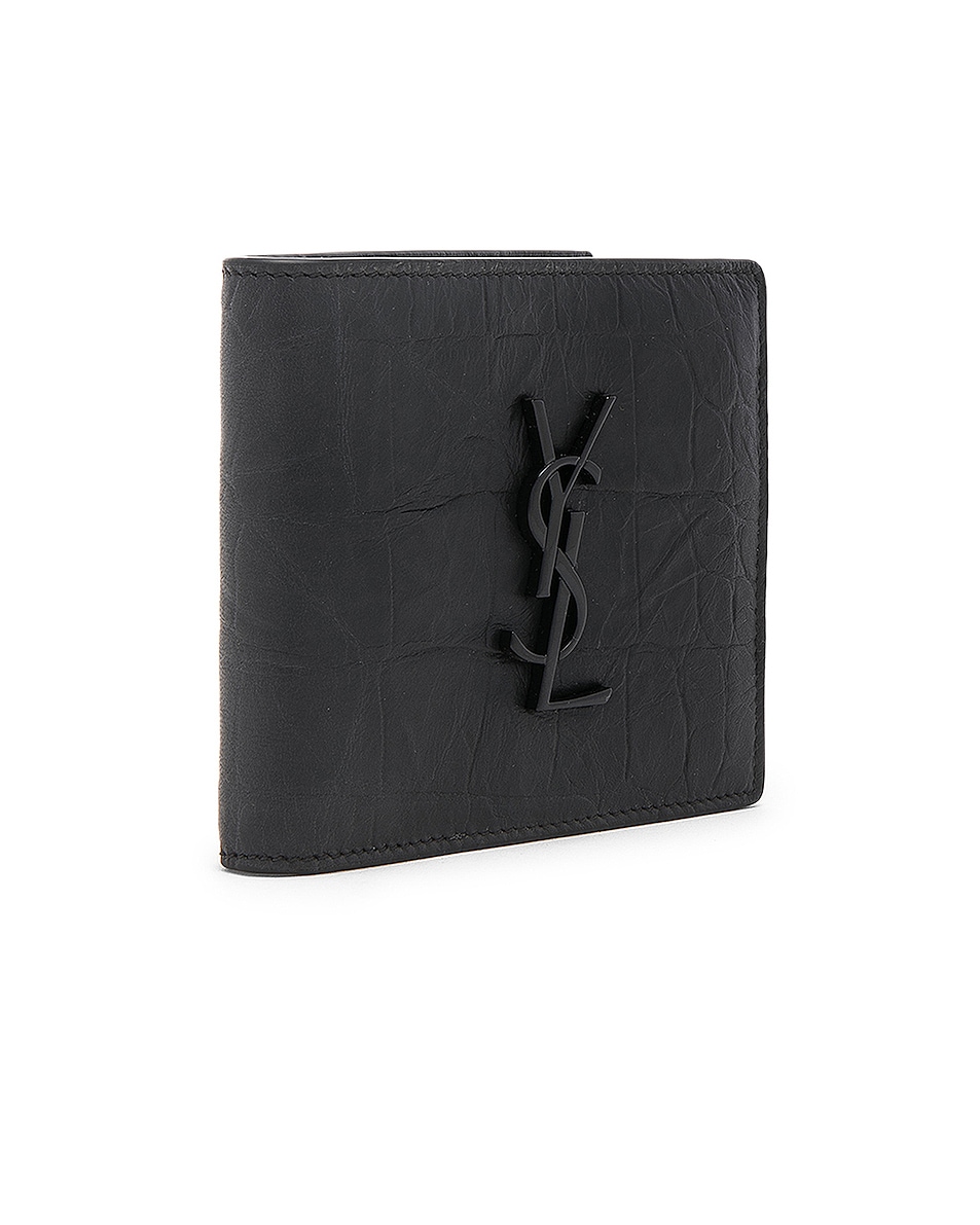 Кошелек с тиснением под крокодила Billfold Saint Laurent, Black — фото 3