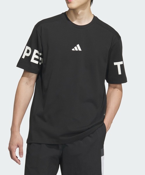 

Футболка с коротким рукавом, свободный крой, плотный трикотаж Adidas, черный