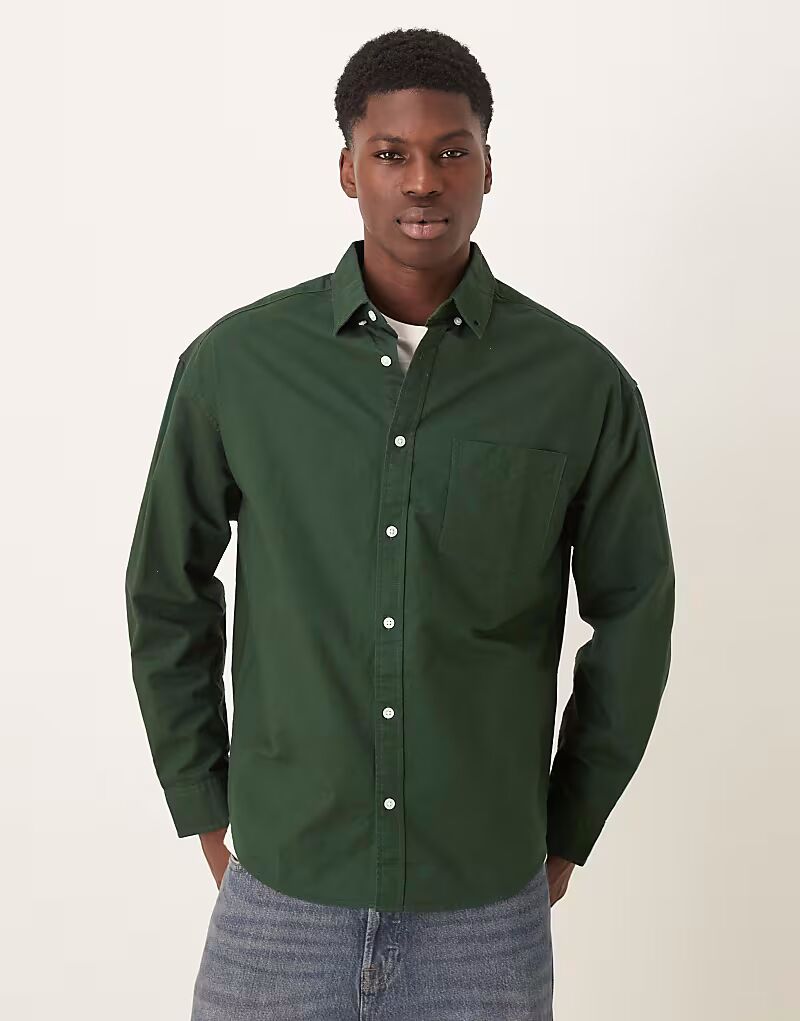 

Рубашка оксфорд свободного кроя в стиле 90-х зеленого цвета Asos Design