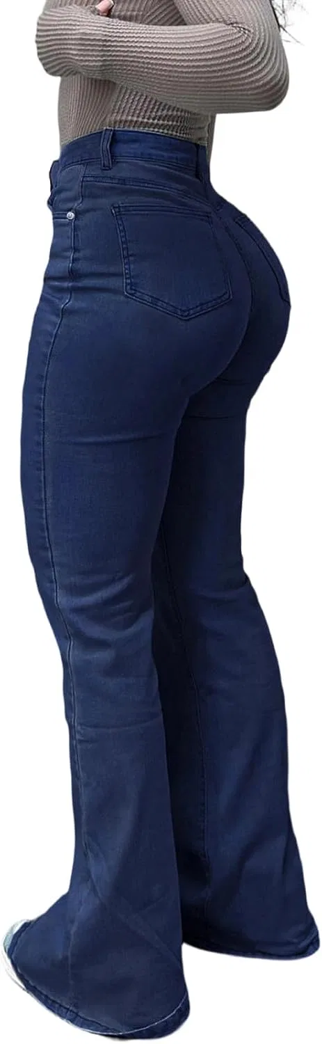 Джинсы клеш, Rhinestone, dark blue — фото 4