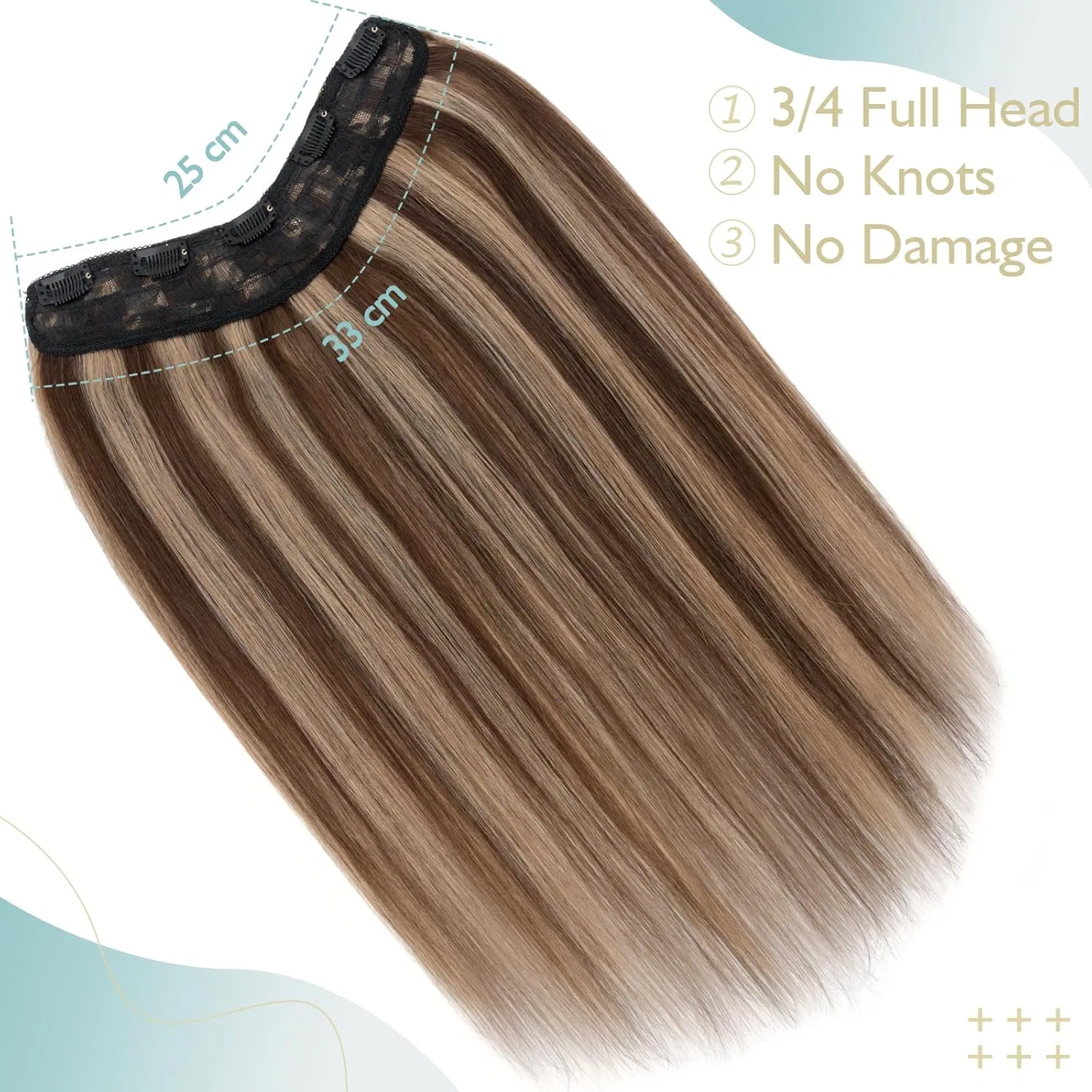 Накладные пряди для волос TESS Clip-In Remy Hair Extensions 55 см Tess, Caramel Balayage — фото 3