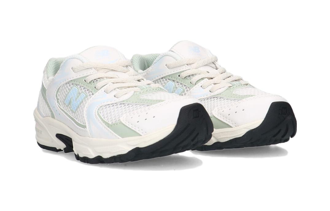 Низкие детские беговые кроссовки New Balance 530 устойчивые к истиранию бело-зеленые — фото 3