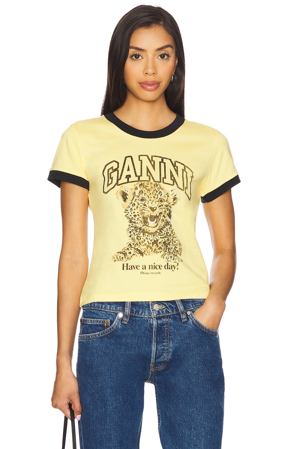 

Футболка X revolve basic jersey baby tiger от Ganni, mellow yellow