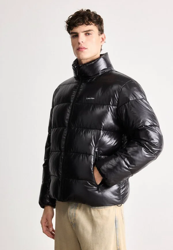 Глянцевая зимняя куртка-пуховик с канавками Calvin Klein, Black