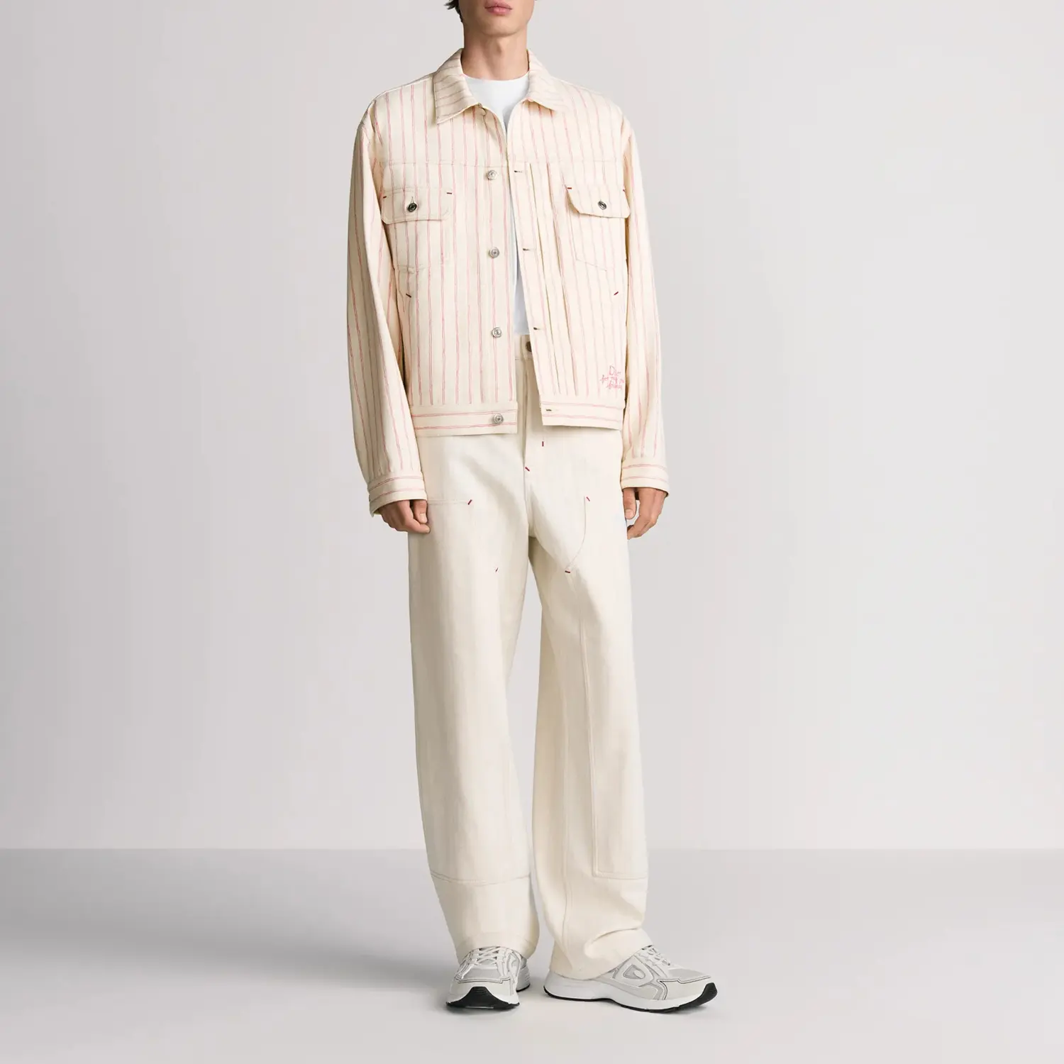 Мужская куртка-джинсовая в полоску Homme X Hylton Nel DIOR, белый — фото 4