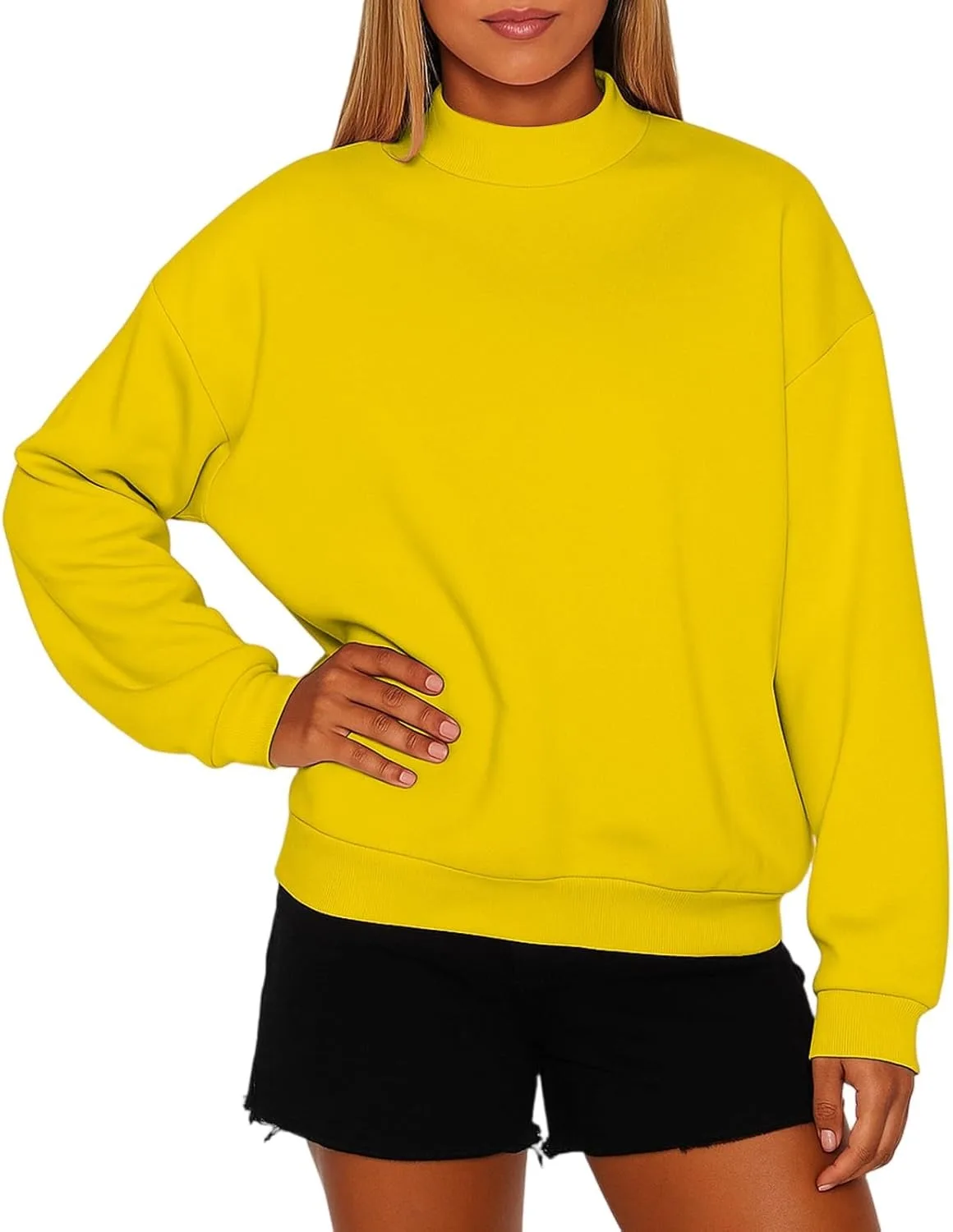 

Свободный свитшот для женщин с воротником стойкой CCHZYSKO