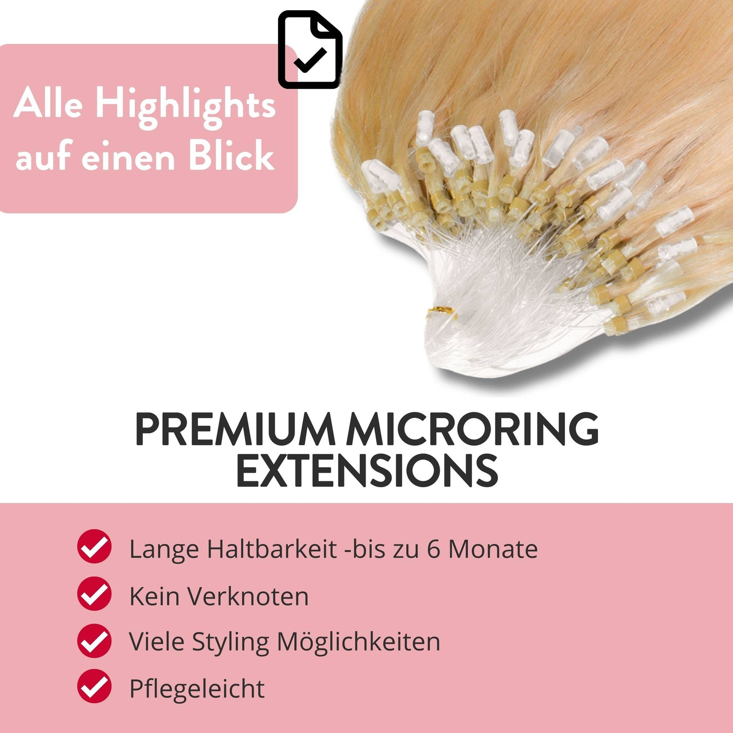 Накладные волосы microring extensions premium echthaar #9/0 lichtblond 1g Hair2Heart, 40cm, количество 25 шт. — фото 3