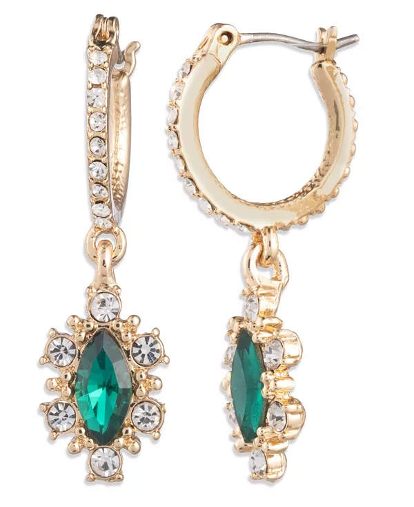 

Серьги-Капли из золотистого стекла и камня в форме груши Marchesa, green
