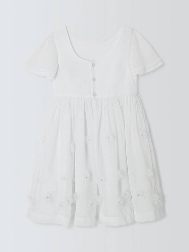 Детское платье для подружки невесты с 3D цветами John Lewis Heirloom Collection, White — фото 4