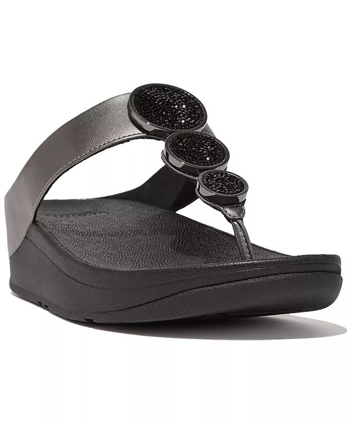Женские сандалии Halo с металлизированным носком и круглым носком FitFlop, черный — фото 3