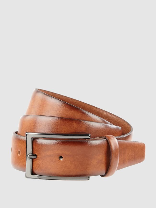 

Кожаный ремень с металлической пряжкой Pierre Cardin, коньячный цвет