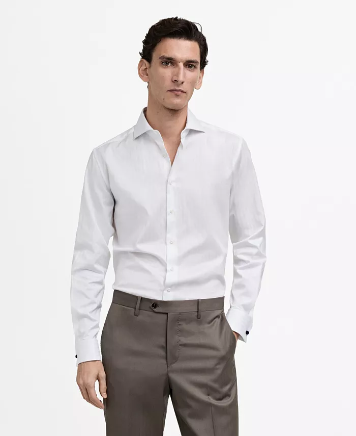 

Мужская классическая рубашка из хлопка Slim-Fit MANGO, белый