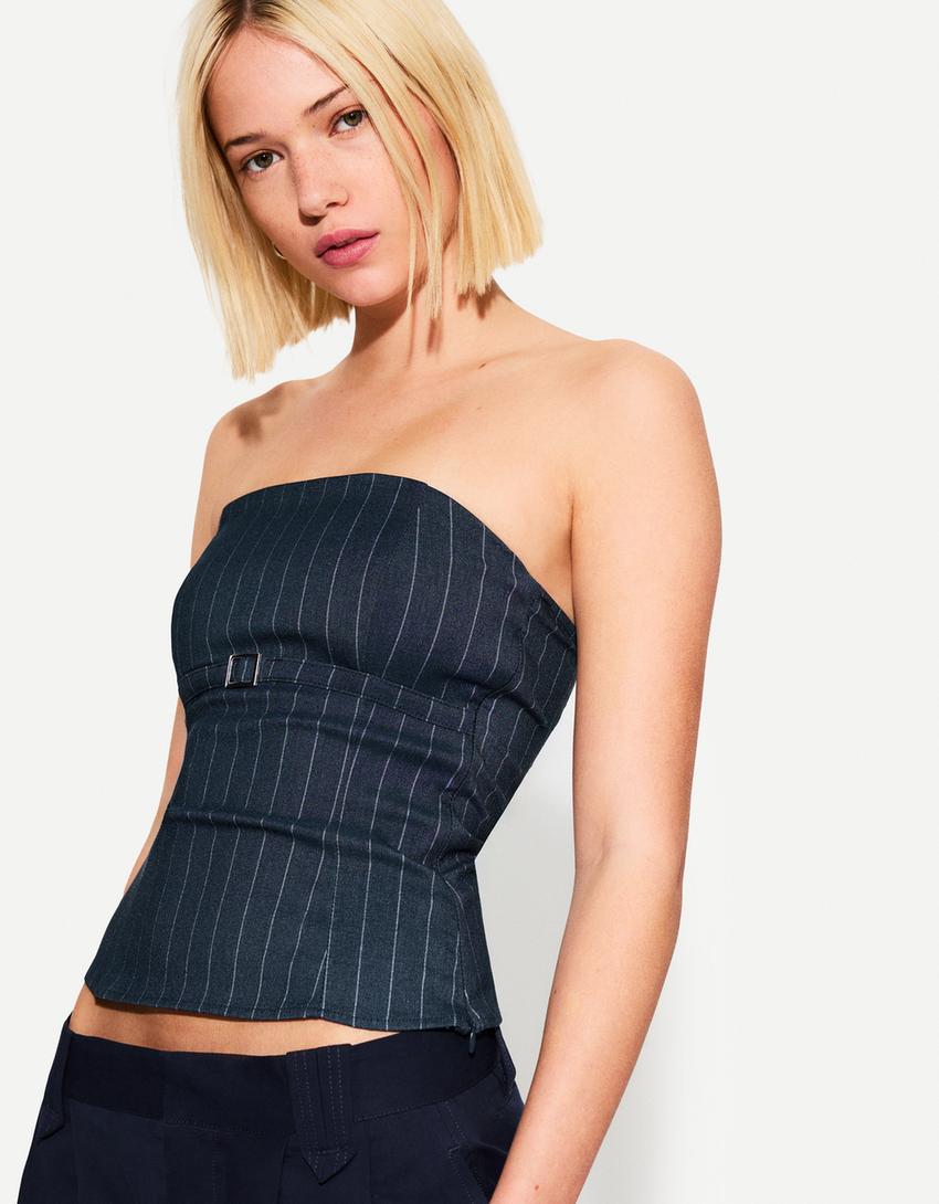 

Топ-Бандо с поясом Bershka, синий