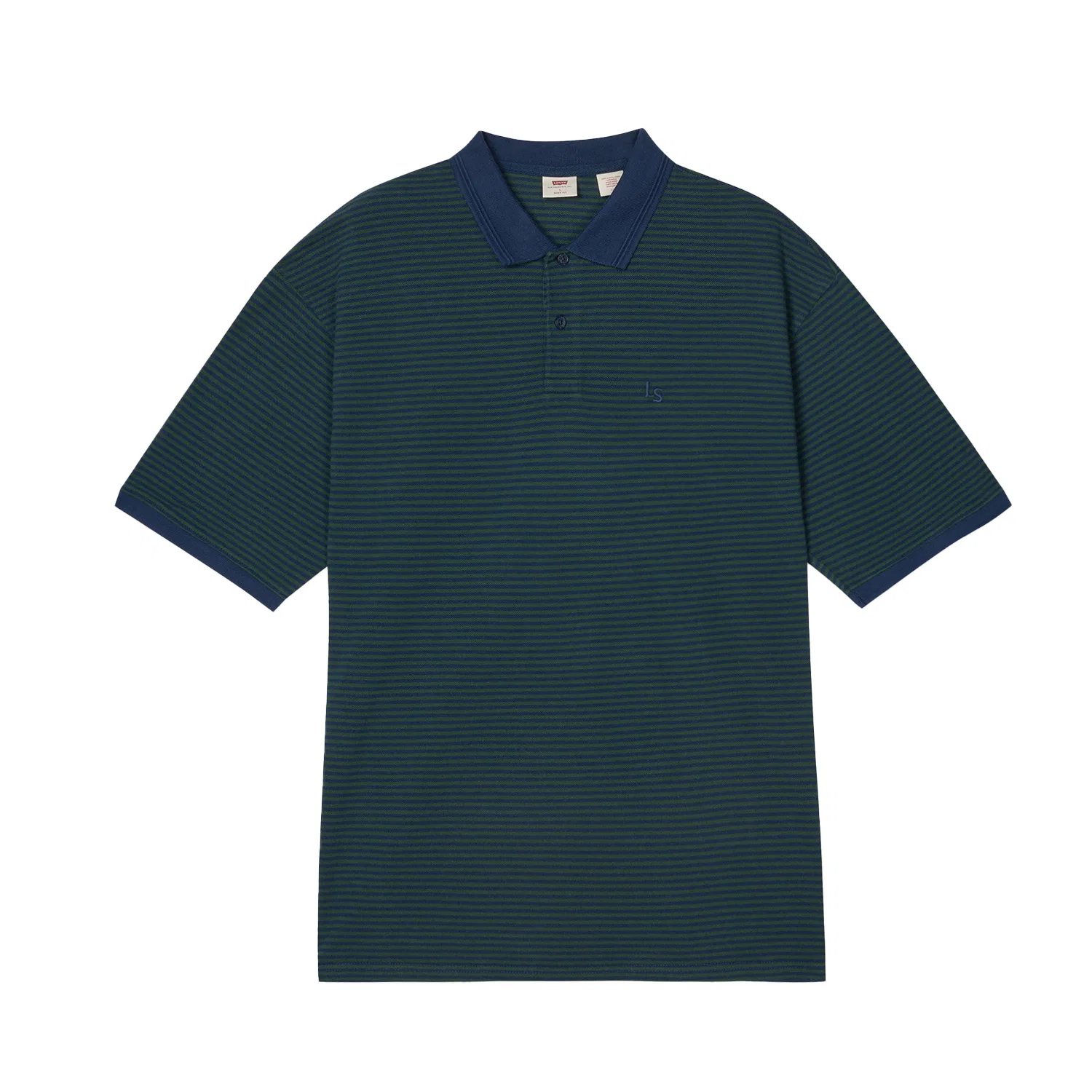 Поло унисекс в сине-зеленую полоску с воротником поло Levis, Blue Green Stripes