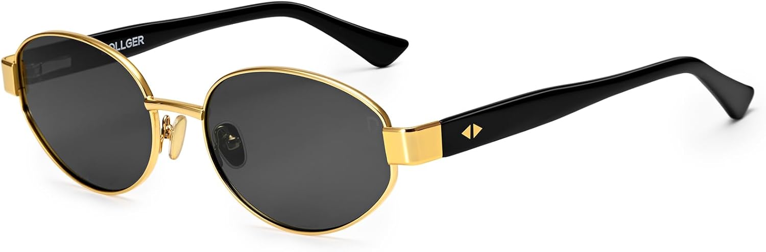 

Женские поляризованные овальные солнцезащитные очки Dollger, модные, в маленькой золотой оправе, в стиле ретро, ​​дизайнерские солнцезащитные очки с защитой от УФ-излучения UV400, Black