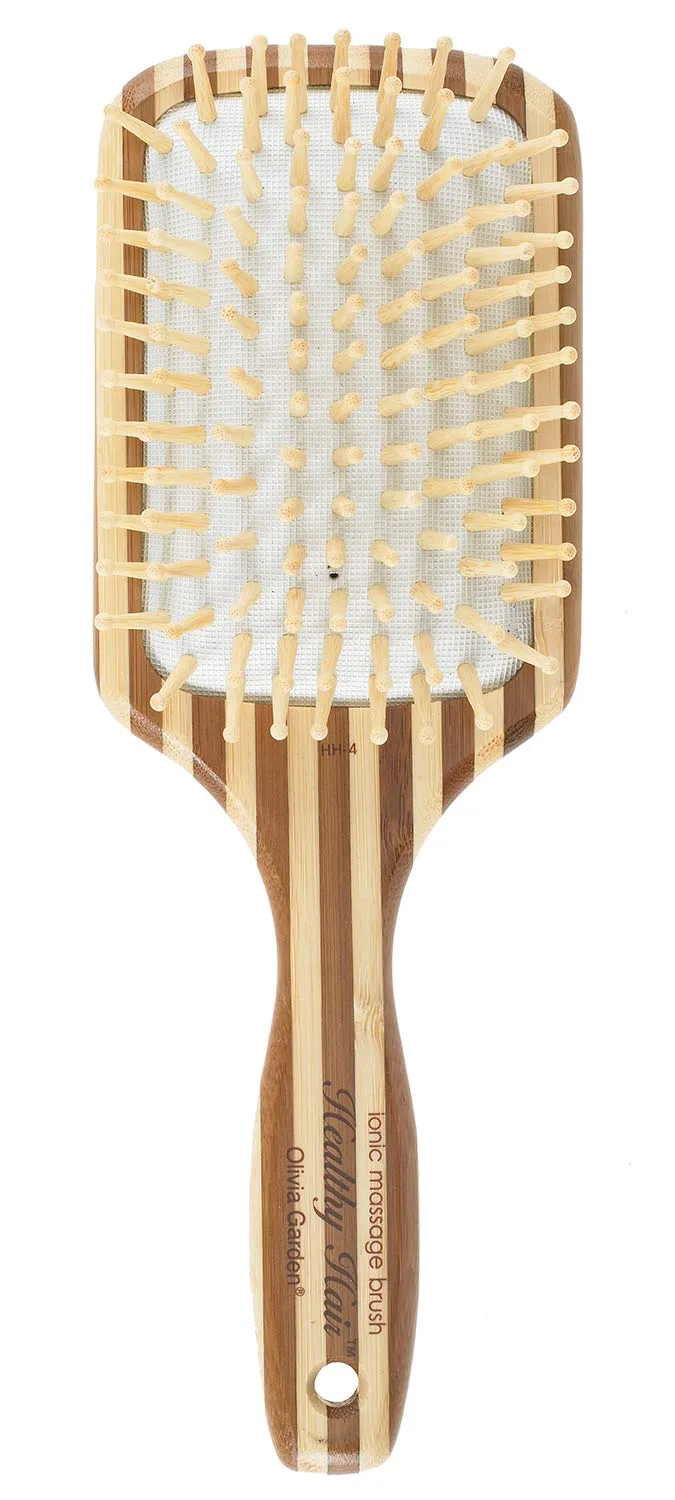 Экологичная бамбуковая ионно-массажная щетка для волос Olivia Garden Healthy Hair Eco Friendly Bamboo Ionic Massage Hair Brush HH-4 (большая с лопастями), Brown