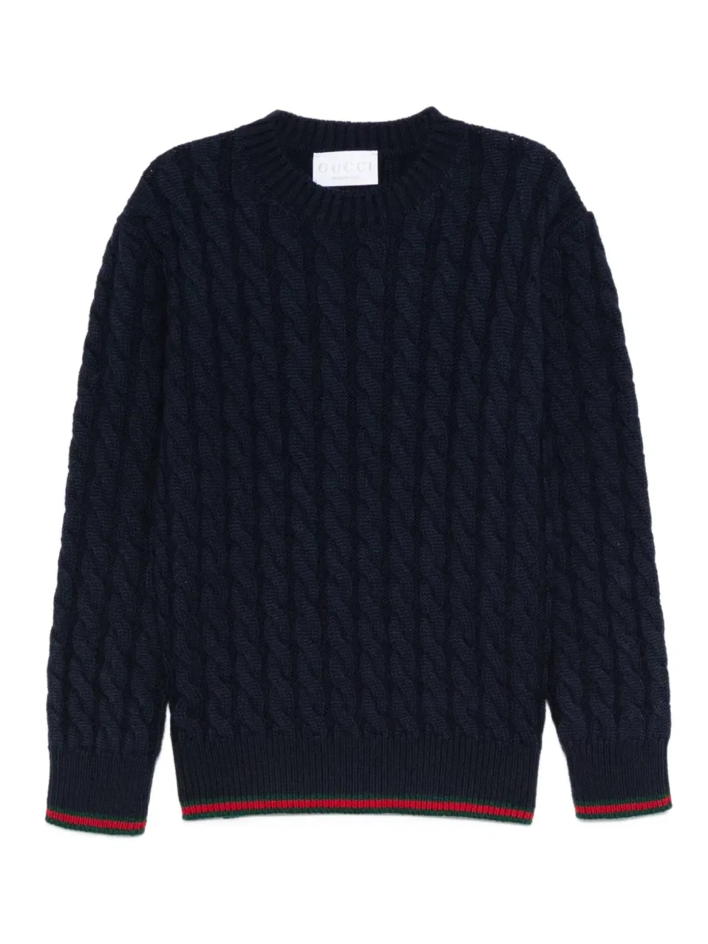 Свитер крупной вязки с ребристой отделкой Gucci Kids, синий