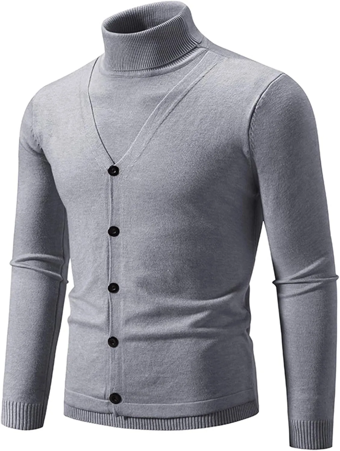 

Мужской свитер с воротником-стойкой, длинными рукавами, slim fit