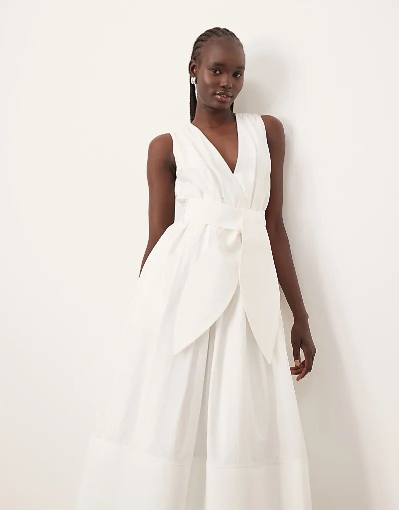 

Платье миди премиум-класса ARRANGE с V-образным вырезом спереди белого цвета