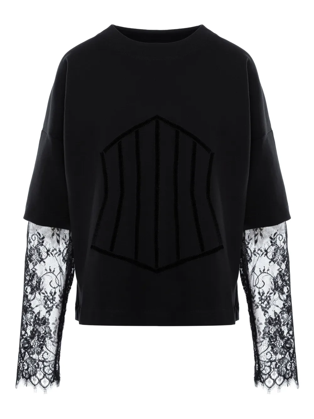 

Топ с панелями и кружевными рукавами Venice Hamza, черный