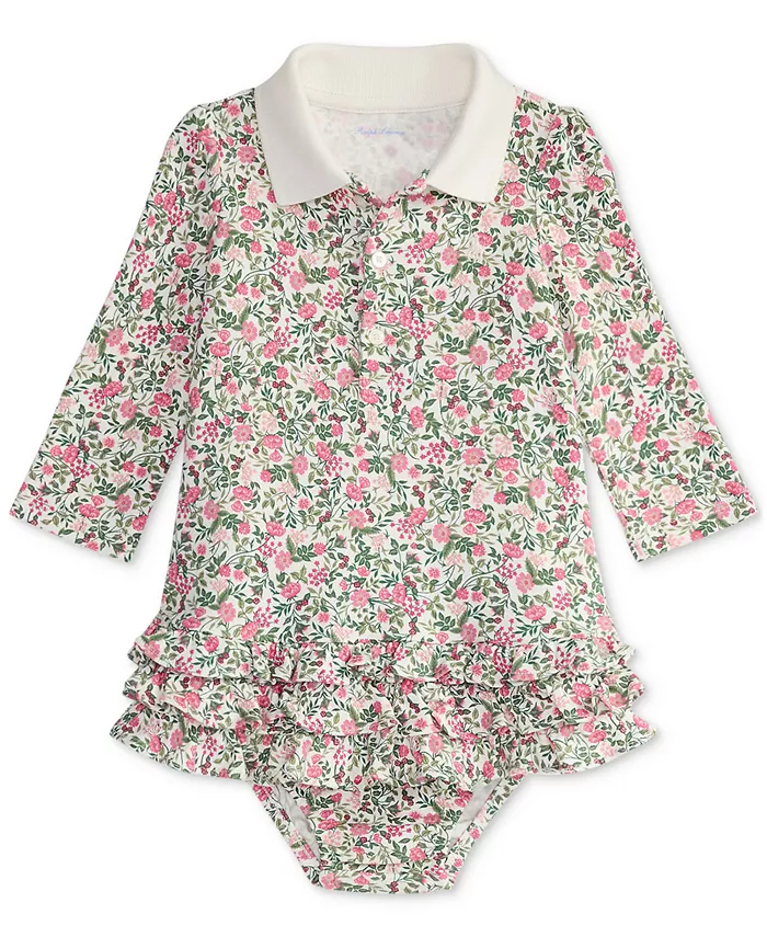 

Платье для девочек с рюшами и цветочным принтом Polo Ralph Lauren, мультиколор