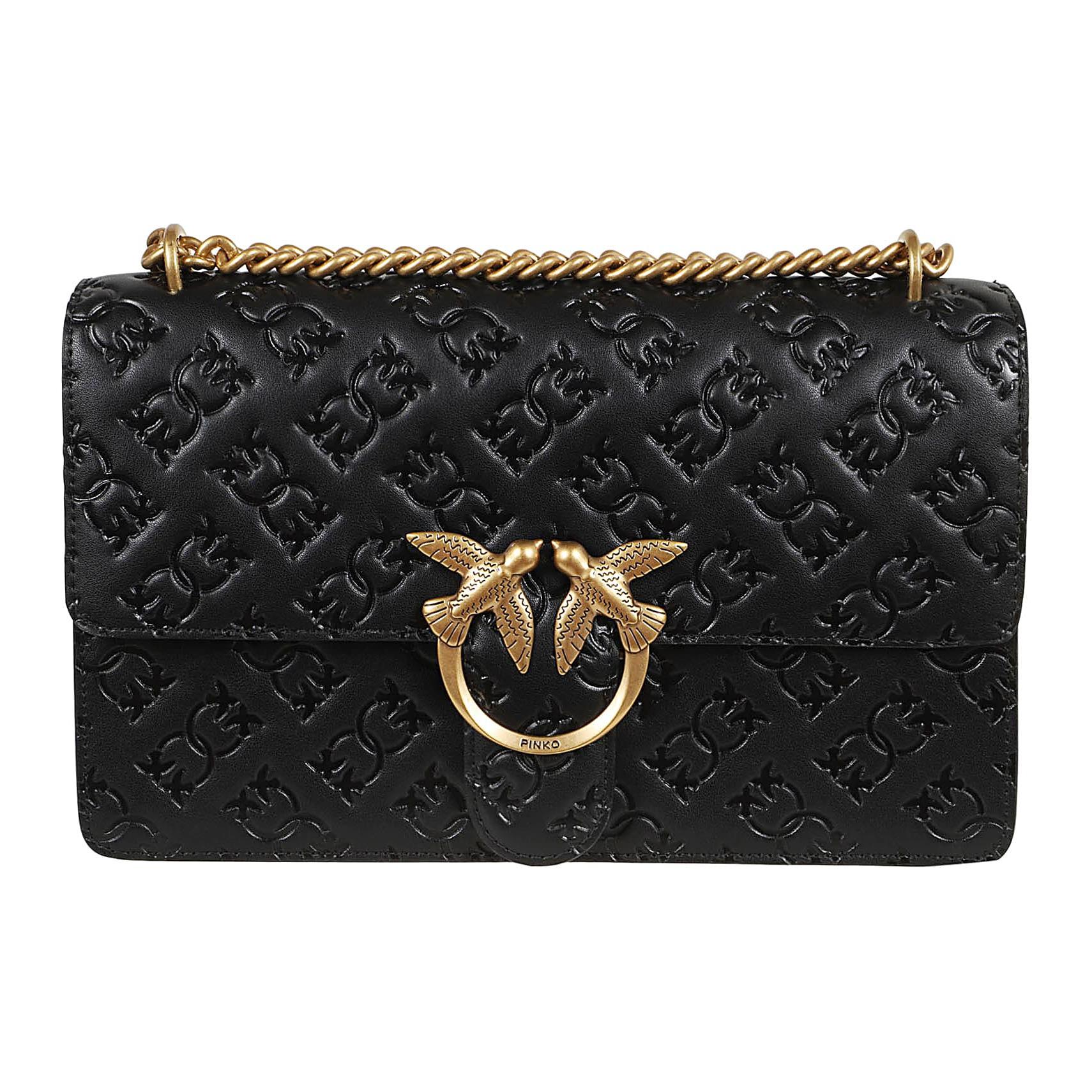 

Кожаная сумка через плечо, черная PINKO, Set (Bag+Dust Bag)