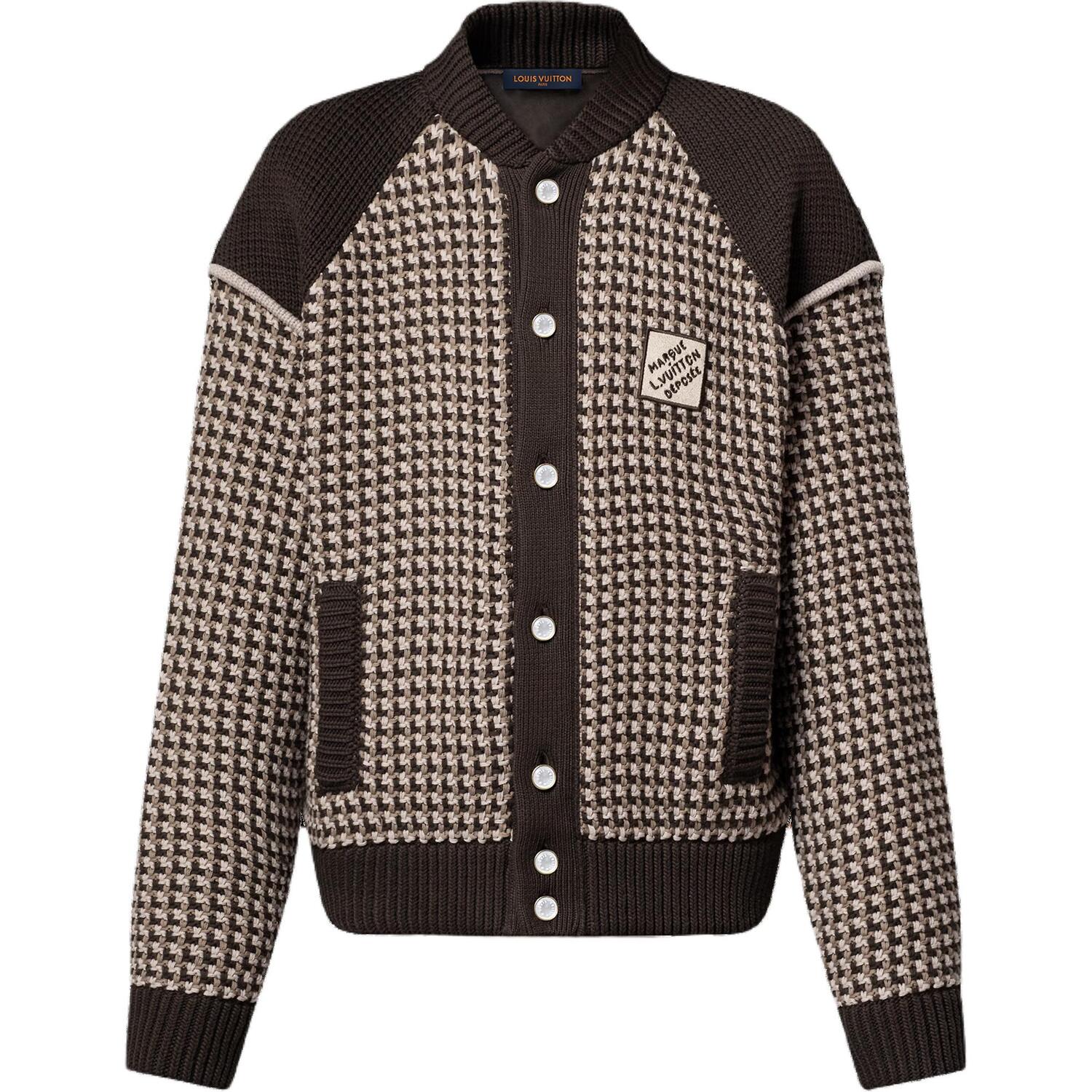 

LOUIS VUITTON Вязаная хлопковая жаккардовая бомбер, Brown