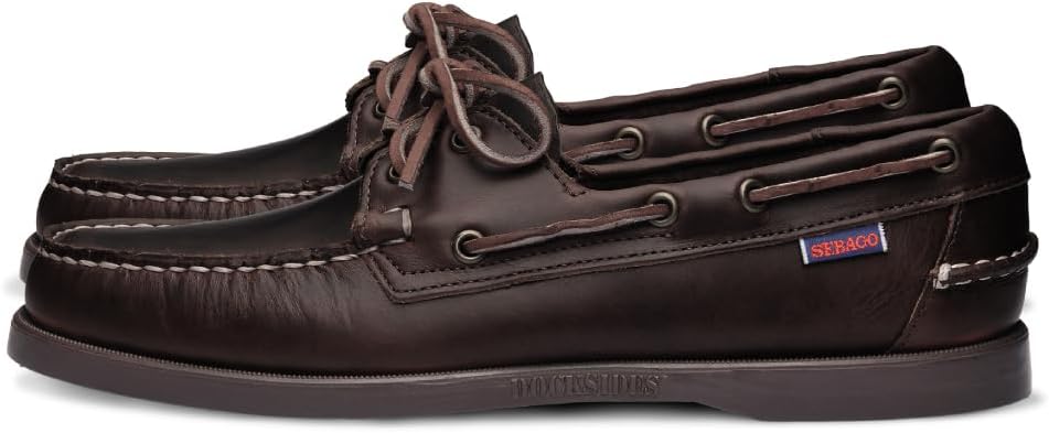 Мокасины Sebago Portland с вощеной обработкой - ручная работа, кожаные мокасины с вощеной отделкой, подкладкой из кожи и резиновой подошвой, не оставляющей следов и противоскользящей, темно-коричневый