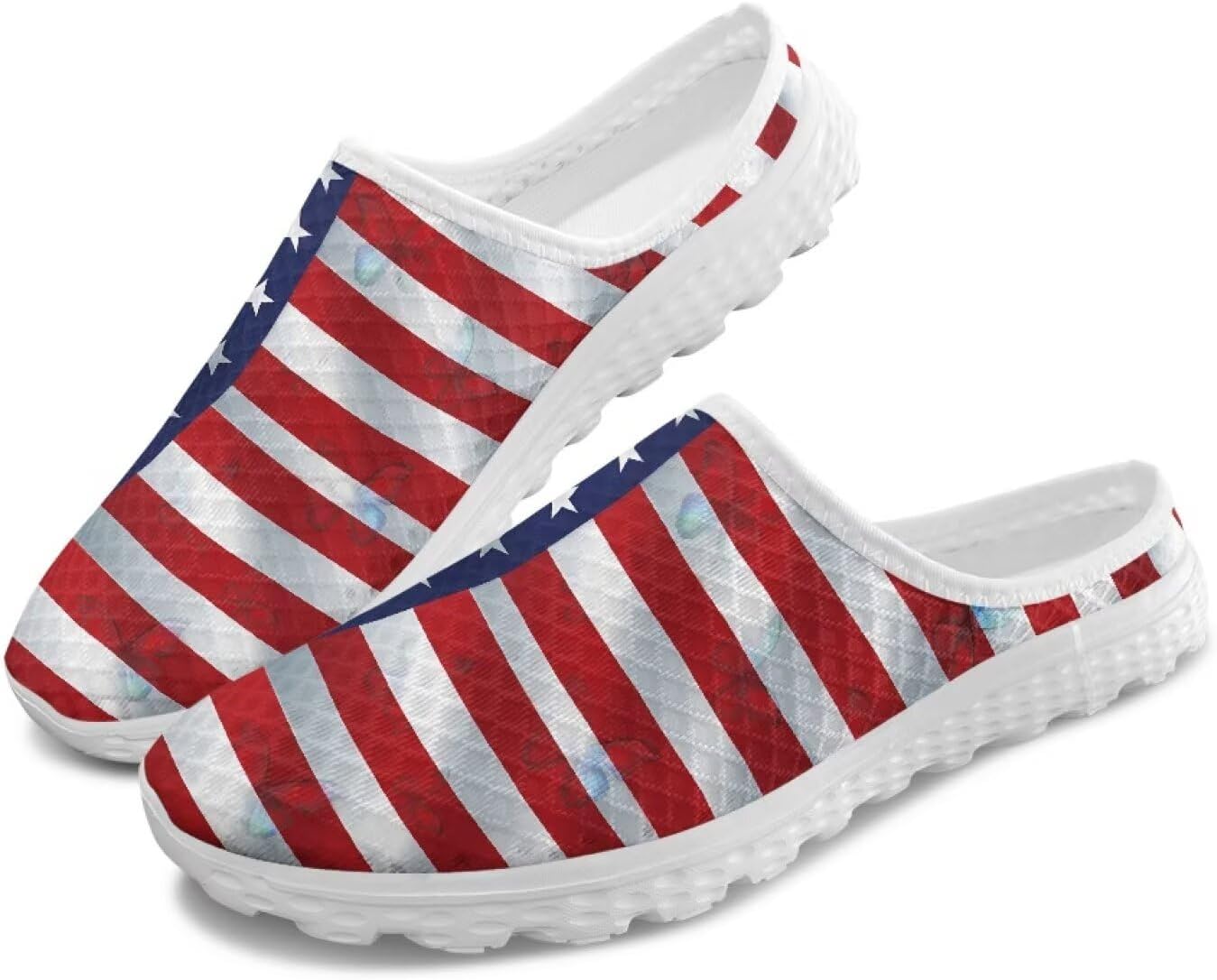 

Женские легкие тапочки с сетчатым верхом и закрытым носком, удобные для ленивого ношения, модные кроссовки для прогулок Tomeusey, Usa Flag