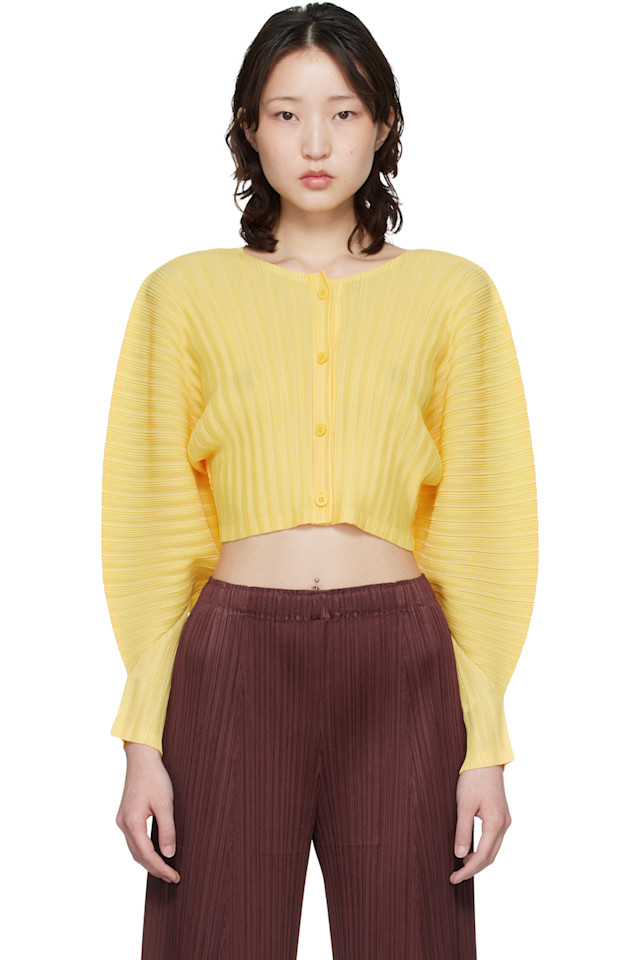 

Кардиган с ребристой складкой, январский Pleats Please Issey Miyake, желтый