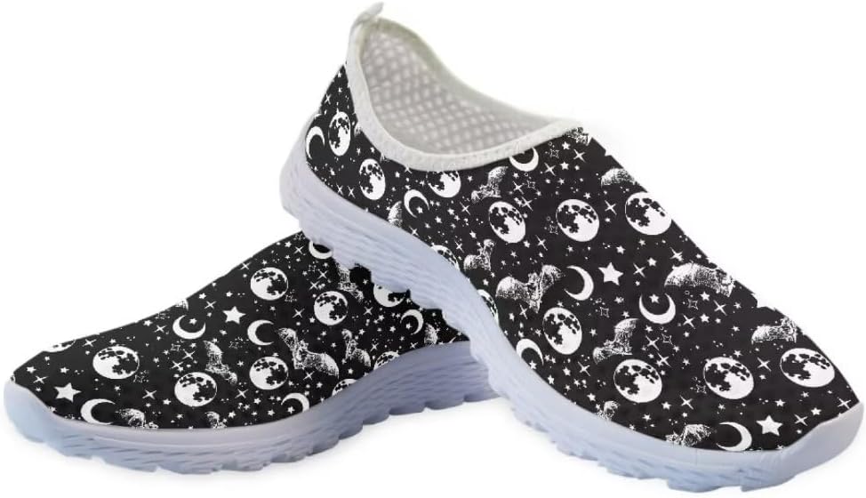 

Кроссовки Jeiento для бега на открытом воздухе для мужчин и женщин, рождественские туфли, прогулочная обувь, удобная обувь, тренеры, сетчатые кроссовки, Moon Bat