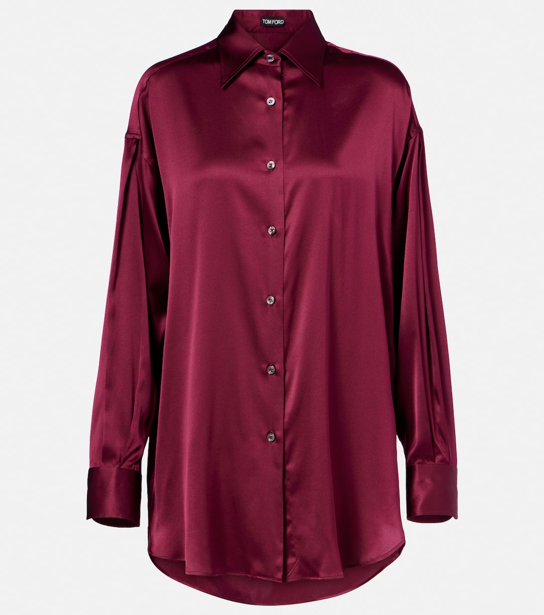 

Шелковая атласная блузка с добавлением других материалов Tom Ford, Deep Plum