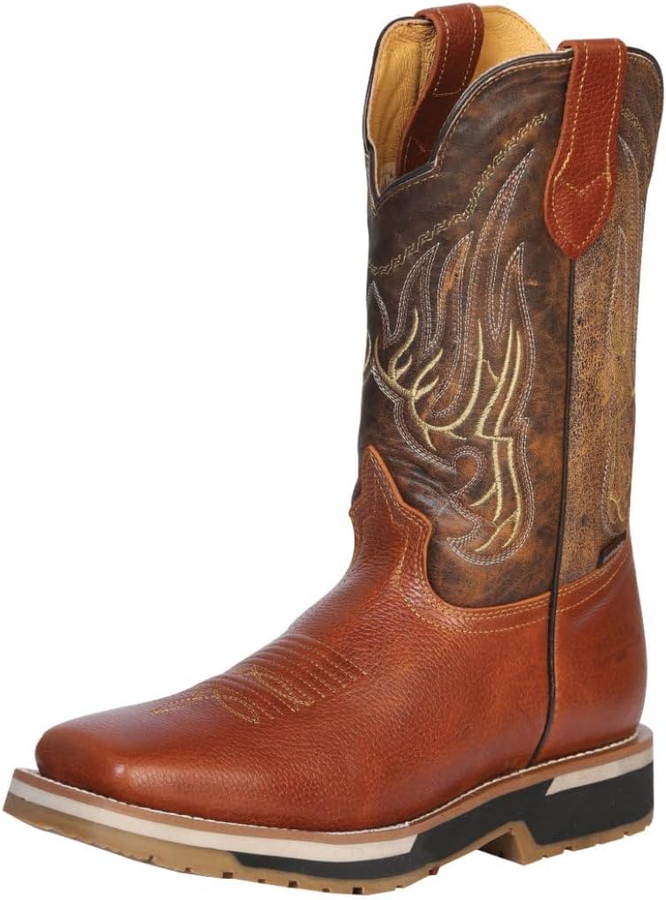 

Мужские ковбойские сапоги с квадратным носком, из натуральной кожи, коричневого цвета Grisly, мягкий носок, 600 Generic