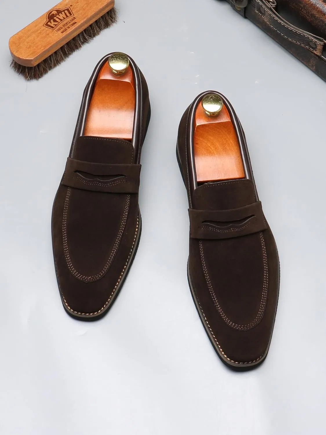Лоферы мужские кожаные British Style Loafers, коричневый SJIUTLYUE — фото 2