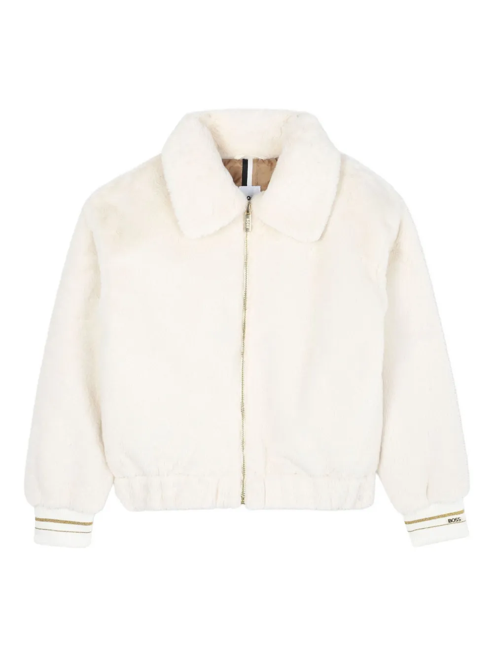 

Шуба из искусственного меха на молнии BOSS Kidswear, белый