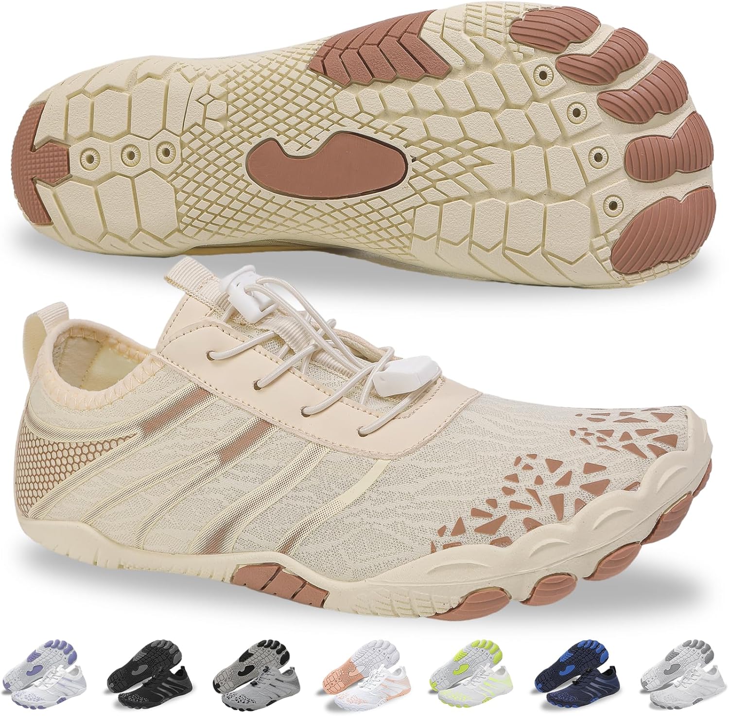 

Кроссовки для походов для женщин и мужчин - быстро сохнущие, с широкой носочной частью, для пляжа, плавания, спортивные кроссовки Ieirye, бежевый