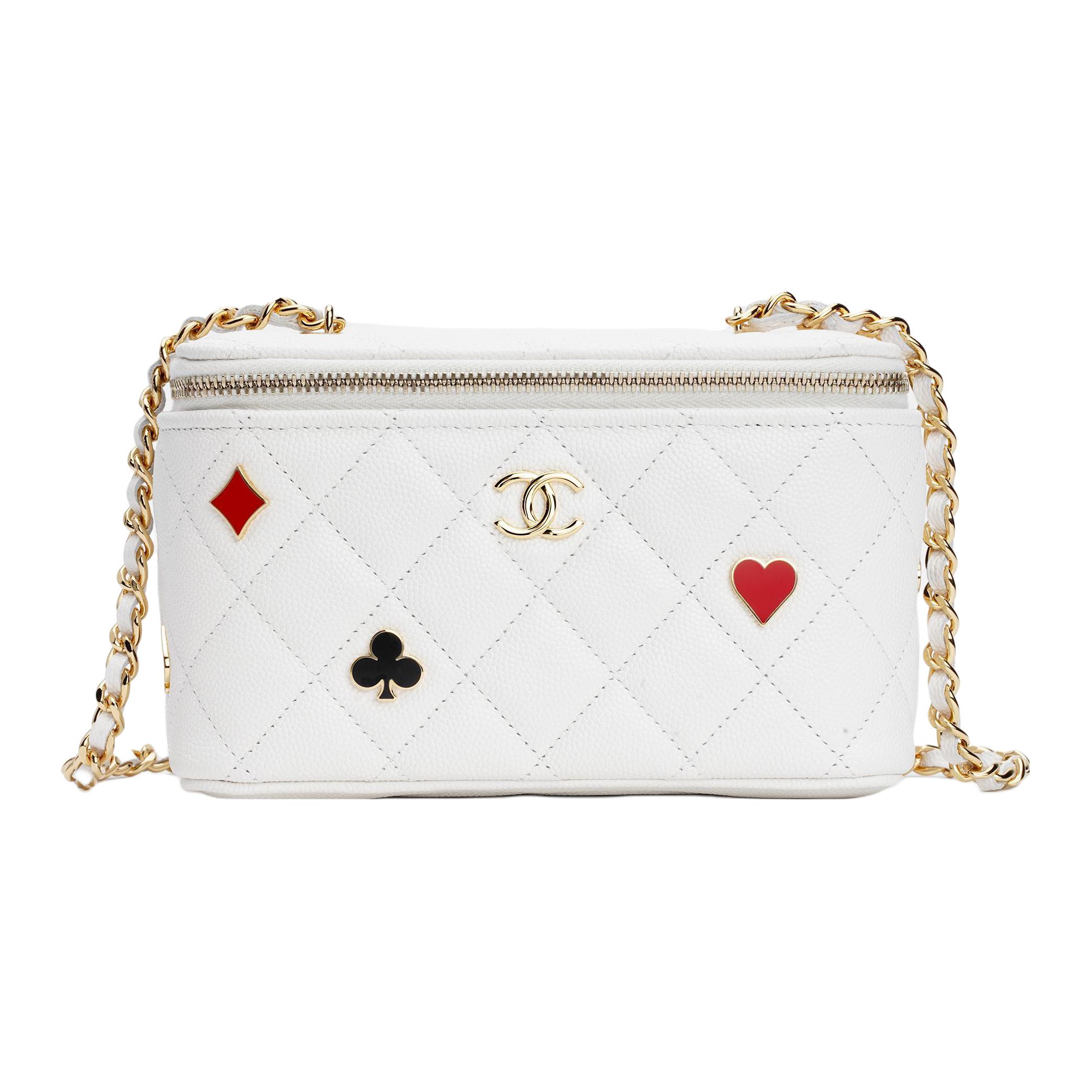 

CHANEL Сумка-коробка из личи зернистой телячьей кожи косметичка через плечо средний размер женская белая