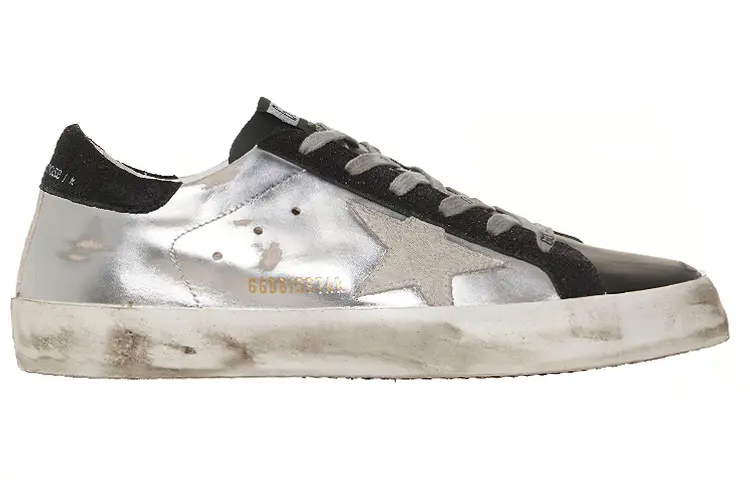 Кроссовки для скейтбординга Super-Star женские, низкие, серебристые Golden Goose — фото 2