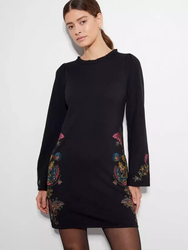 

Платье Monsoon Elle Wool Blend Tunic, цвет black/multi
