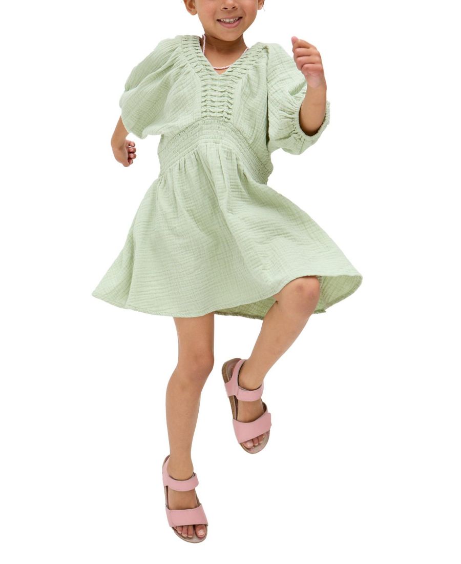 

Платье для маленьких девочек Raffya Soipoi с V-образным вырезом и сборками Raffya Kids, Green