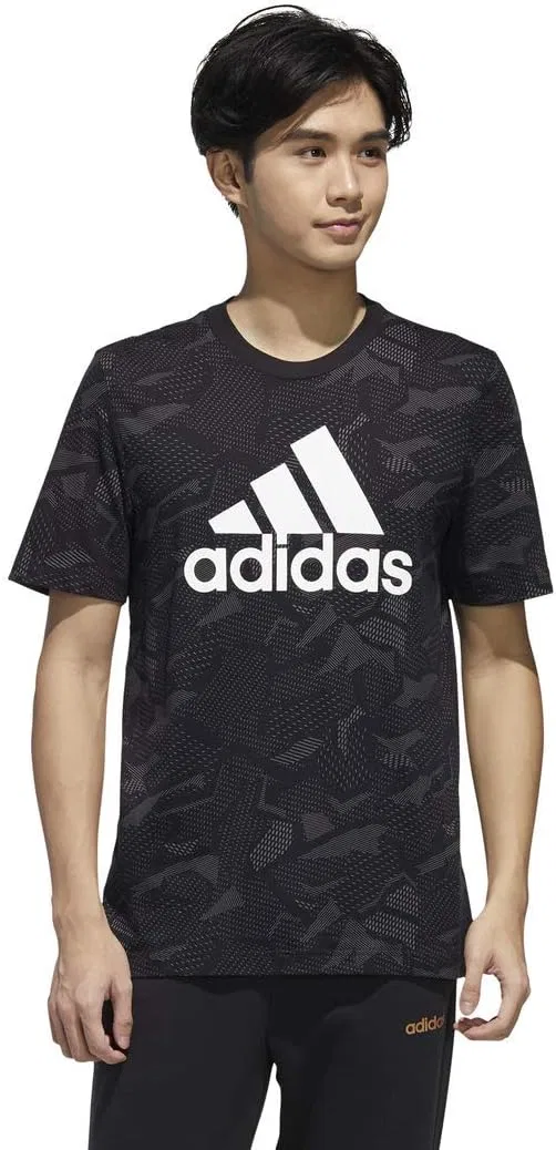 Футболка Adidas Essentials All Over Print, черно-белый