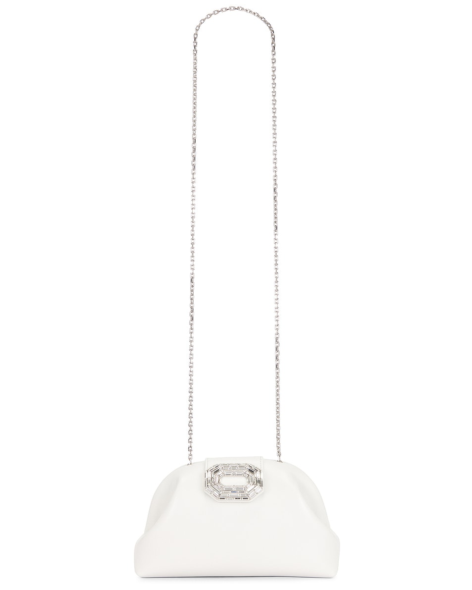 

Camelia Leather Сумка In White & Silver Amina Muaddi, White & Silver