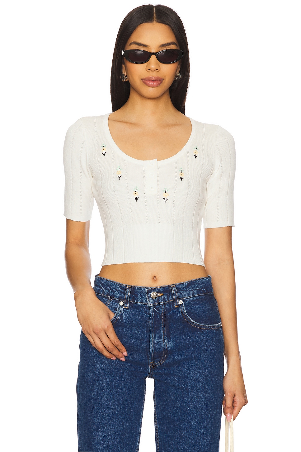 

Обрезанный топ с ажурным узором Joostricot, white