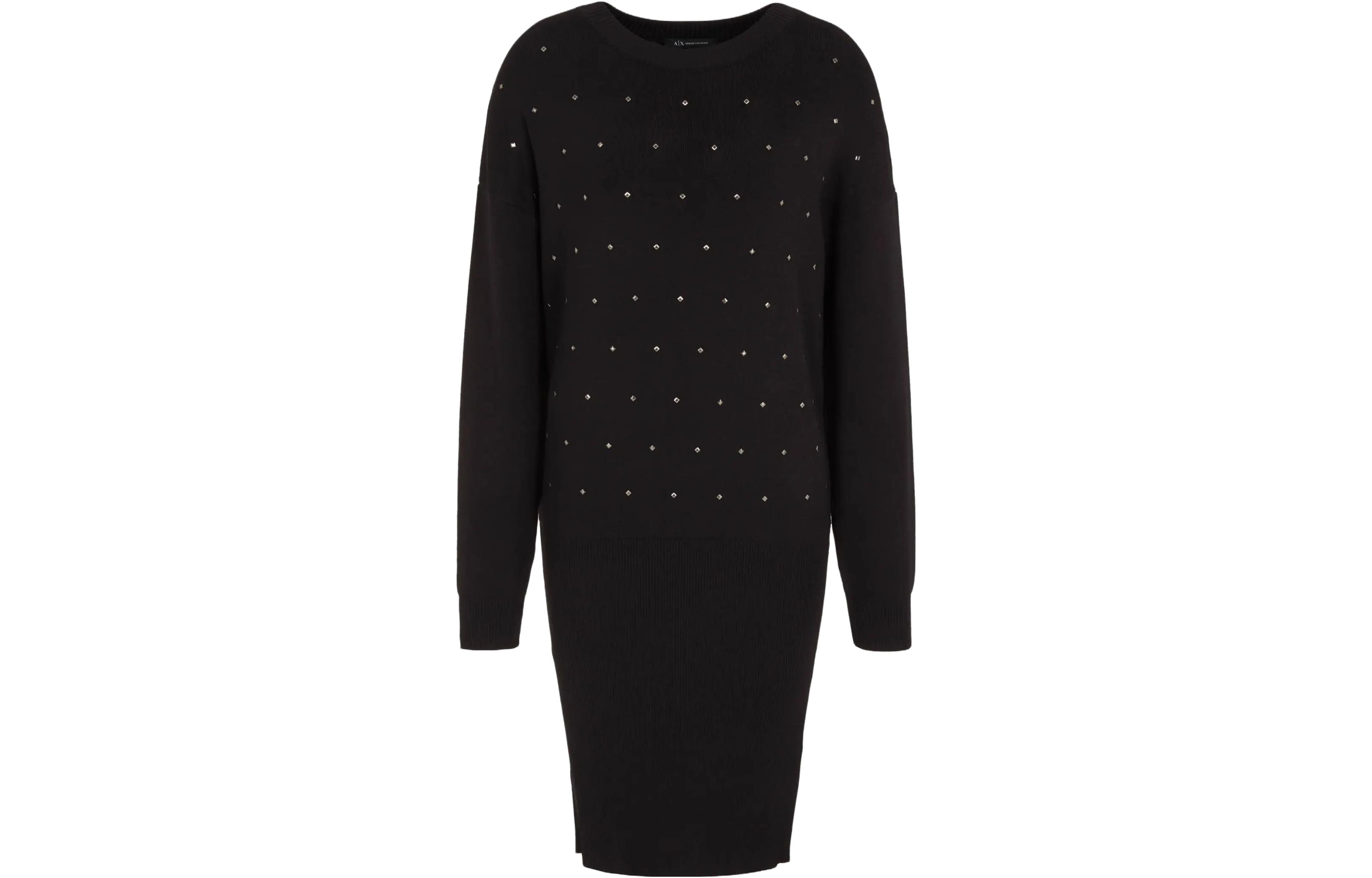 

ARMANI EXCHANGE Женское черное платье с длинными рукавами